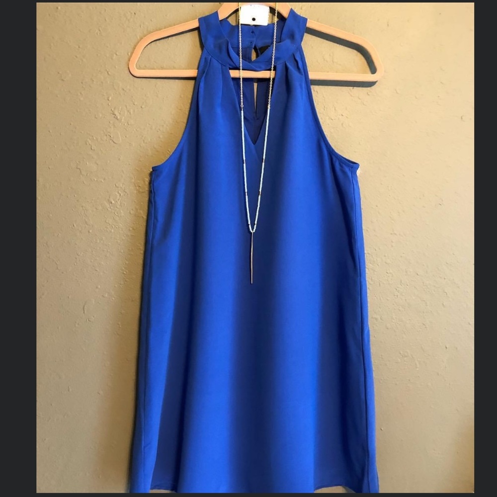 NWT Very J Halter Shift Dress Cobalt Blue, Size Small